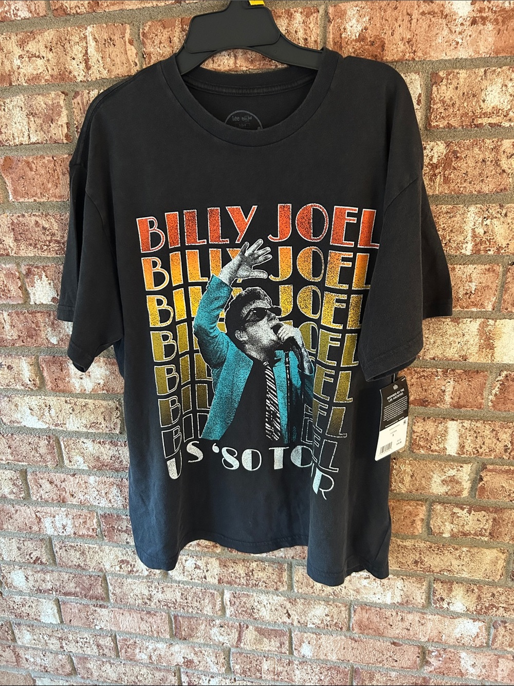 Lee Black Billy Joel Graphic Tee with Multicolor Print Size Small